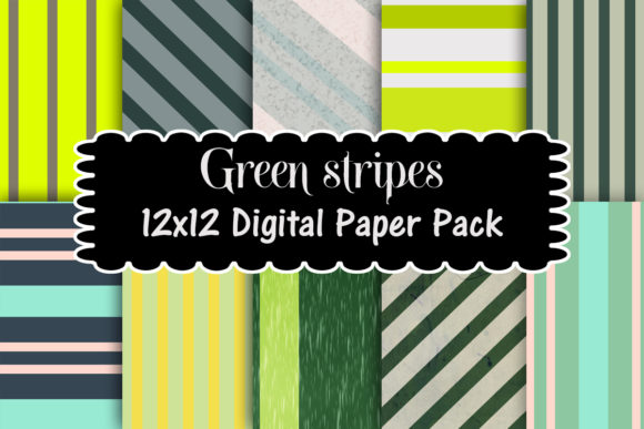 Download Green Stripes Digital Paper Pack - Stripes digital paper Collection