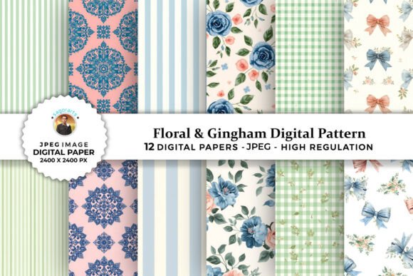Download Floral &amp; Gingham Digital Patterns - Gingham digital patterns Collection