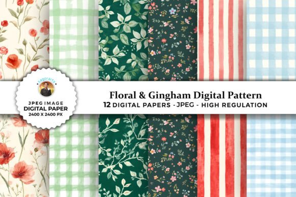 Download Floral &amp; Gingham Digital Patterns - Gingham digital patterns Collection