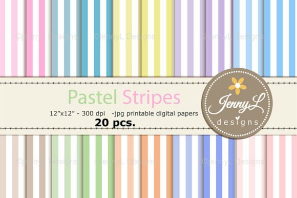 Download Pastel Stripes Digital Papers Background - Stripes digital paper Collection