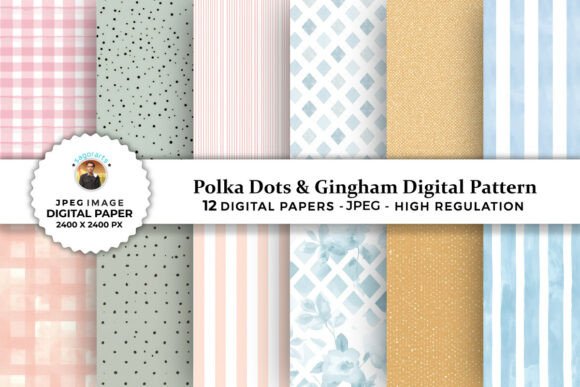Download Polka Dots &amp; Gingham Digital Patterns - Gingham digital patterns Collection