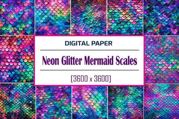 Download Neon Glitter Mermaid Scales Pattern - Mermaid scales pattern Collection