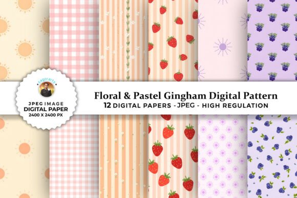 Download Floral &amp; Pastel Gingham Digital Patterns - Gingham digital patterns Collection