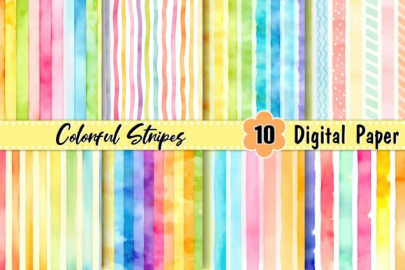 Download Colorful Stripes Digital Paper - Stripes digital paper Collection