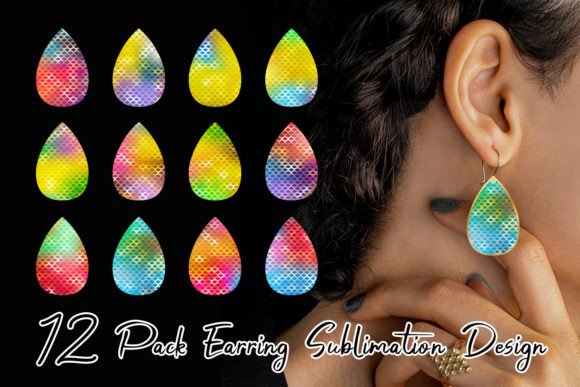 Download Mermaid Scales Pattern Bright Earring - Mermaid scales pattern Collection