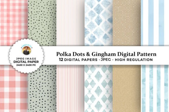 Download Polka Dots &amp; Gingham Digital Patterns - Gingham digital patterns Collection