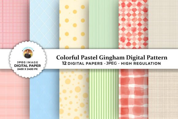 Download Colorful Pastel Gingham Digital Patterns - Gingham digital patterns Collection