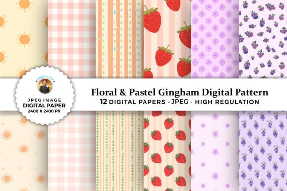 Download Floral &amp; Pastel Gingham Digital Patterns - Gingham digital patterns Collection