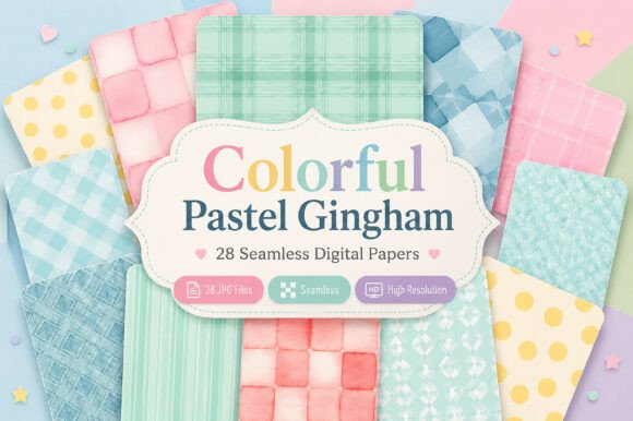 Download Colorful Pastel Gingham Digital Patterns - Gingham digital patterns Collection