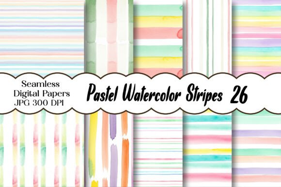 Download Pastel Watercolor Stripes Digital Paper - Stripes digital paper Collection