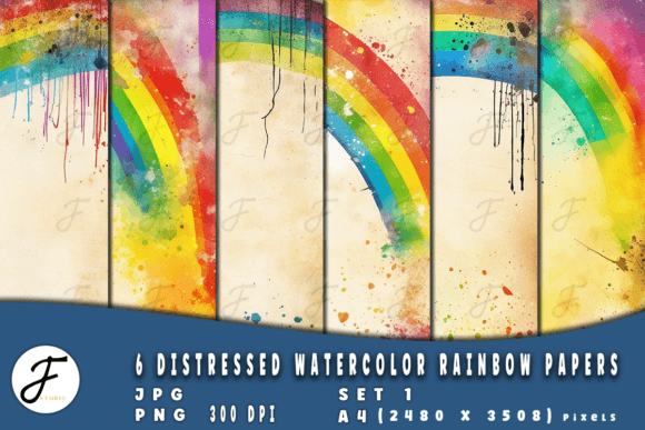 Download Distressed Watercolor Rainbow Papers - Premium Resources