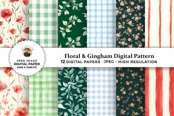 Download Floral &amp; Gingham Digital Patterns - Gingham digital patterns Collection