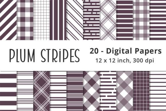 Download Plum Purple Stripes Digital Paper Pack - Stripes digital paper Collection