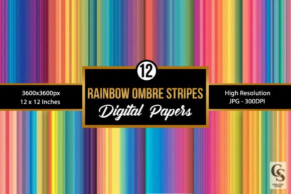 Download Rainbow Ombre Stripes Digital Paper - Stripes digital paper Collection