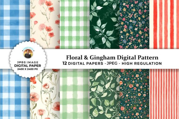 Download Floral &amp; Gingham Digital Patterns - Gingham digital patterns Collection