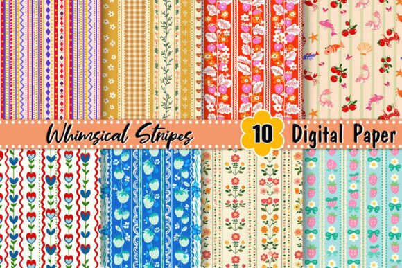 Download Whimsical Stripes Digital Paper - Stripes digital paper Collection