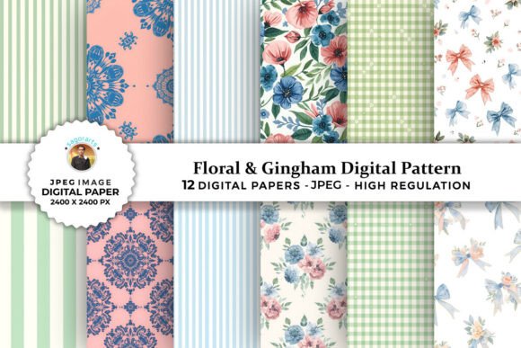 Download Floral &amp; Gingham Digital Patterns - Gingham digital patterns Collection