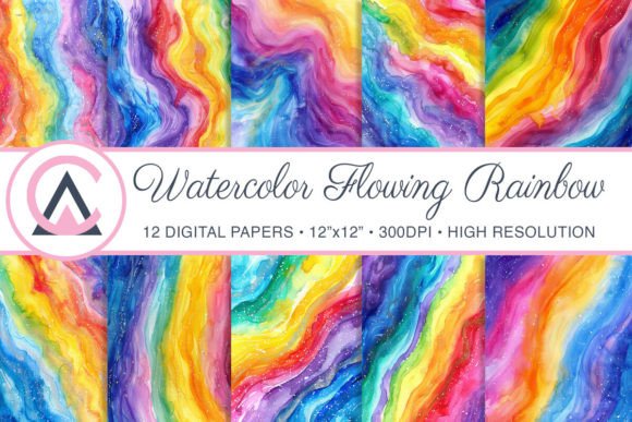 Download Watercolor Vivid Colorful Rainbow Papers - Rainbow papers Collection