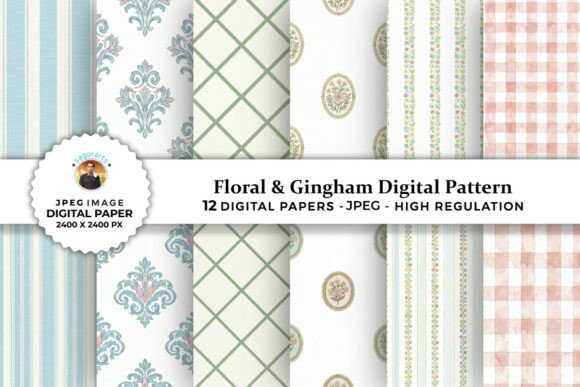 Download Floral &amp; Gingham Digital Patterns - Gingham digital patterns Collection