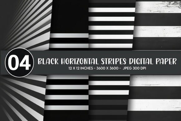 Download Black Horizontal Stripes Digital Paper - Stripes digital paper Collection